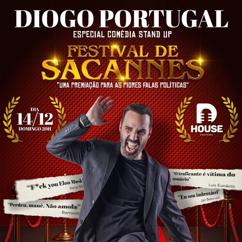 Diogo Portugal com show de stand up novo o Festival de Sacannes, na DHouse em Curitiba dia 14 de dezembro de 2025.
