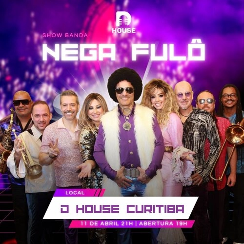 Venha se divertir em uma noite mais do que especial com a banda Nega Fulô! Destaca-se hoje como uma das bandas mais bem sucedidas do Sul do Brasil, resgatando grandes clássicos dançantes que marcaram época, em um flashback desde a Black Music, Disco Music e Hits dos anos 70, 80 e 90 até a atualidade. Dividindo o mesmo palco de artistas renomados como: Village People, Kool & The Gang, Double You, Blitz, Roupa Nova, Titãs, Paralamas do Sucesso, Maria Rita, Capital Inicial, Nando Reis, Zé Ramalho, Almir Sater, entre outros..