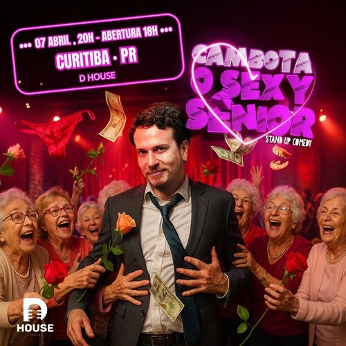 Cartaz de divulgação do show de stand up comedy do humorista Fabiano Cambota na DHouse Curitiba